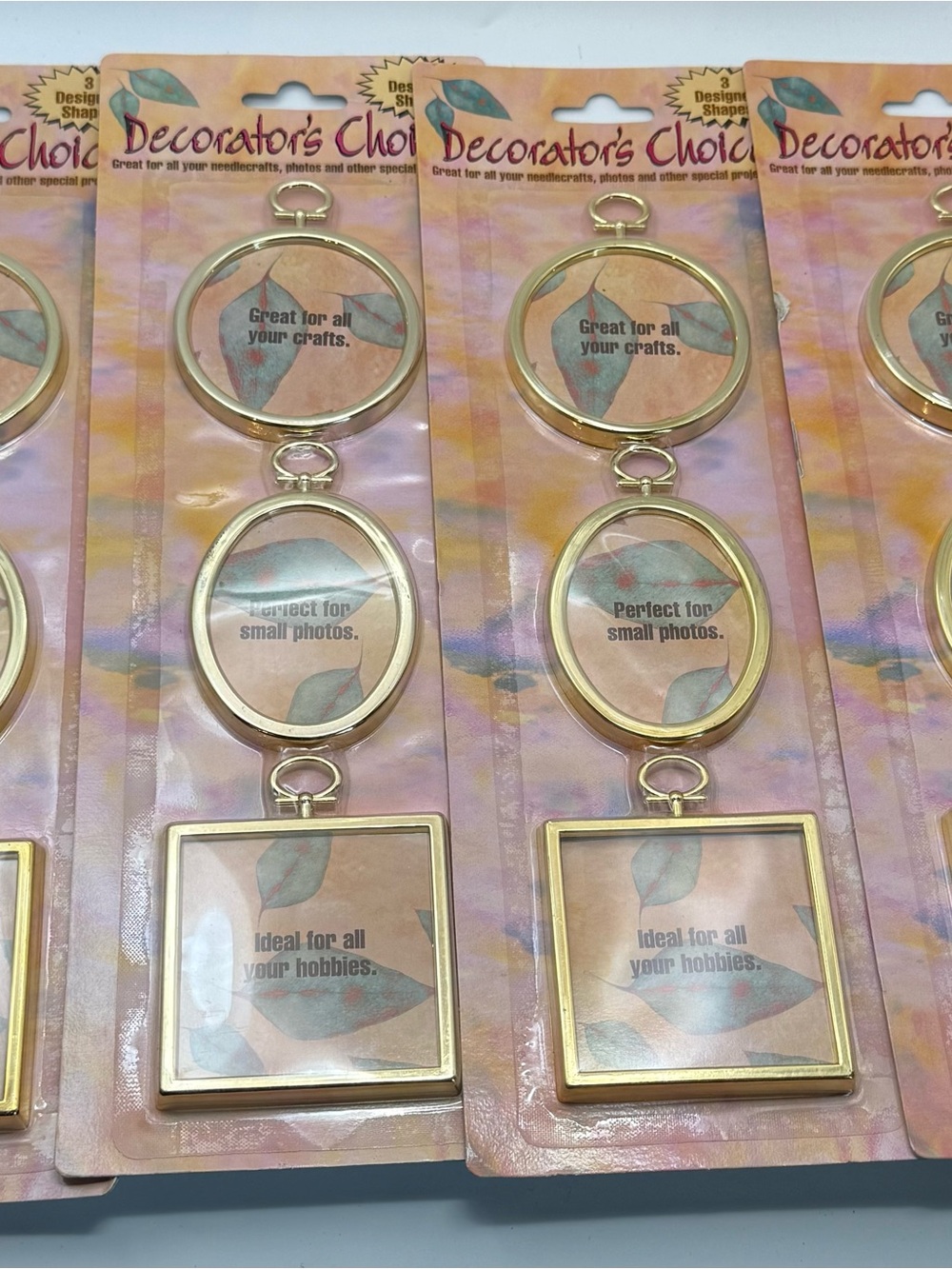 Lot of 4 Vintage Decorator's Choice Mini Hanging Craft Frames Gold